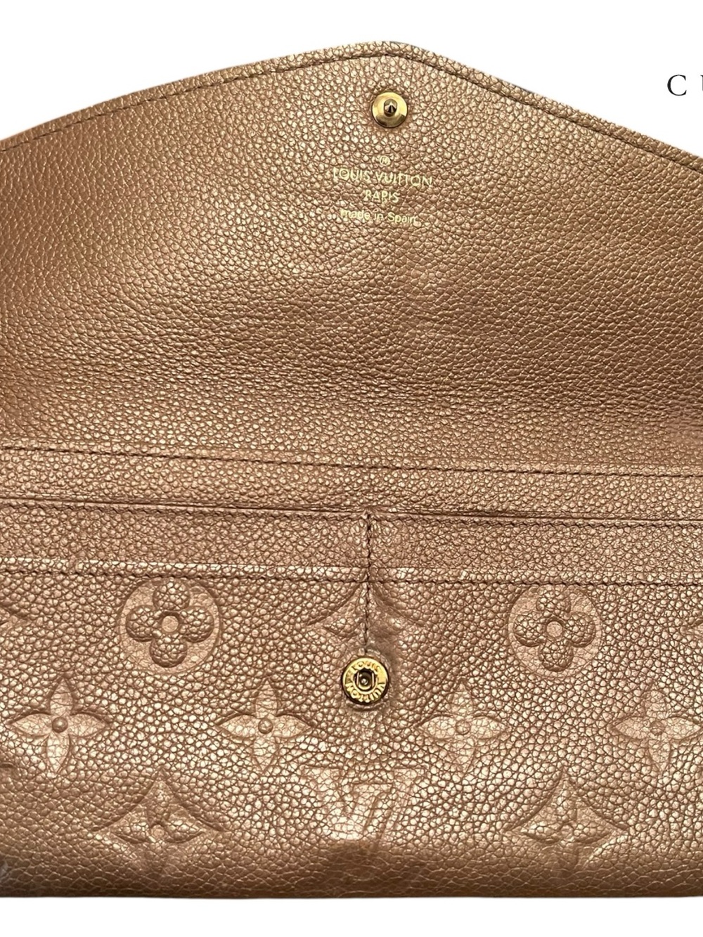 Louis Vuitton Monogram Empreinte Sarah Wallet Taupe + COA & Box - Picture 7 of 15